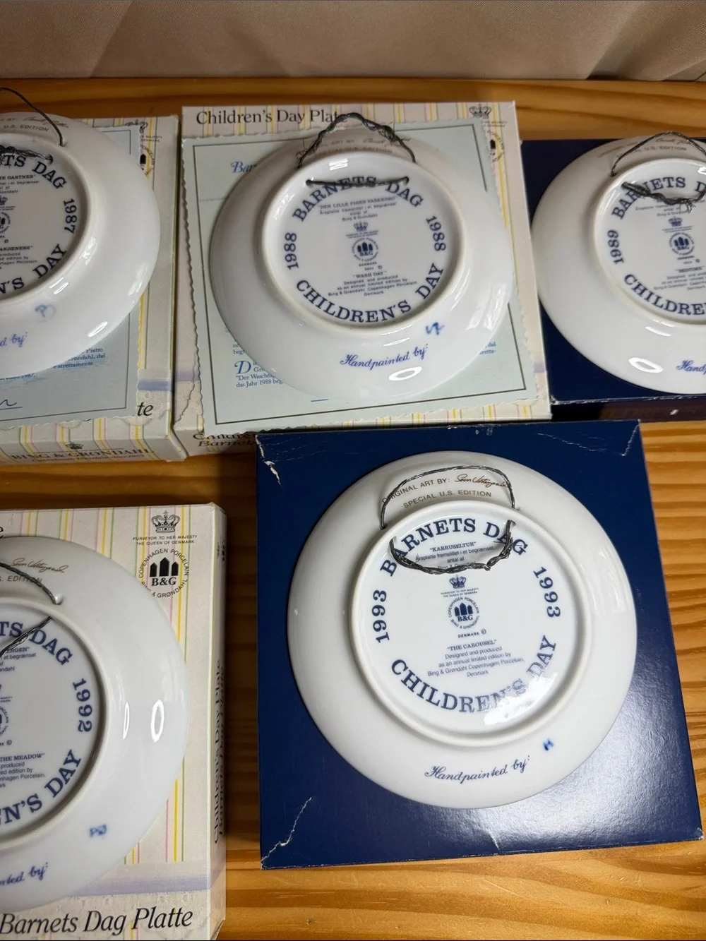 Lot of 7 Vintage Bing & Grondahl Children’s Day Plates 1985-1993 W/ Boxes